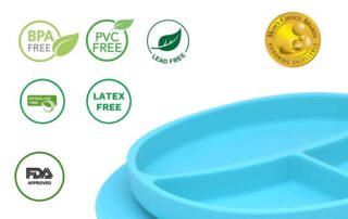 Silicone Plate Grip Dish Suction Plate Divided Plate Baby Toddler Plate BPA Free Microwave Dishwasher Safe