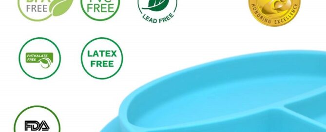 Silicone Plate Grip Dish Suction Plate Divided Plate Baby Toddler Plate BPA Free Microwave Dishwasher Safe