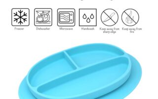 Silicone Plate Grip Dish Suction Plate Divided Plate Baby Toddler Plate BPA Free Microwave Dishwasher Safe