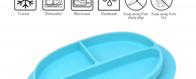 Silicone Plate Grip Dish Suction Plate Divided Plate Baby Toddler Plate BPA Free Microwave Dishwasher Safe