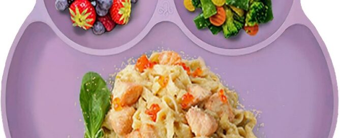 Silicone Plate Grip Dish Suction Plate Divided Plate Baby Toddler Plate BPA Free Microwave Dishwasher Safe