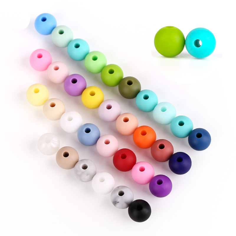 Silicone Beads Jewelry 9Mm/12Mm/15Mm/19Mm Soft Multi Color Round Silicone Beads