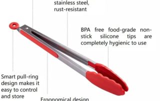 Kitchen Tongs Premium Silicone BPA Free Non-Stick Stainless Steel BBQ Cooking Grilling Locking Food Tongs