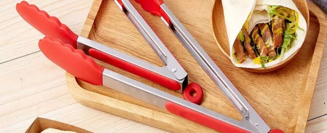Kitchen Tongs Premium Silicone BPA Free Non-Stick Stainless Steel BBQ Cooking Grilling Locking Food Tongs