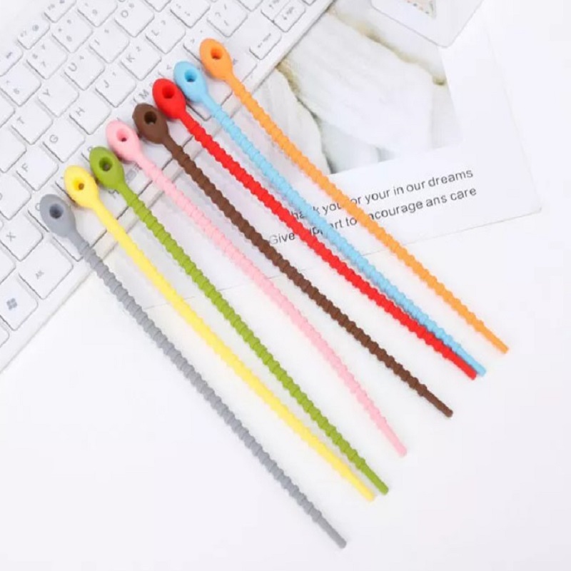 Adjustable Headphone Reusable Packaging Twist Strap tie Silicone Data Wire Zip Tie 