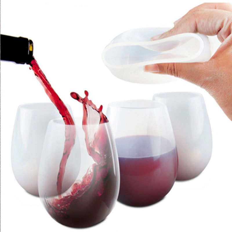 Camping Silicone Wine Glasses Unbreakable Silicone Cups Outdoor Rubber Silicone Wine Cup Glasses Cups 