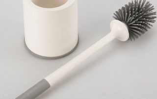 Long Plastic Handle Silicone Bristle Toilet Brush Bathroom Wall Mounted Silicone Toilet Cleaning Kit with Soft Bristle Brush