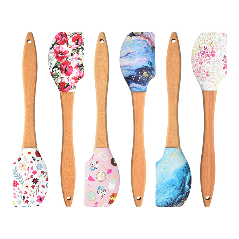 Non Stick Baking Cooking Utensil Silicone Scraper Spatula Food Grade Silicon Spatula Bakery Silicone Sprinkle Cream Scraper