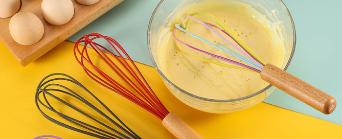 handheld silicone egg whisk stainless steel handle manual cream butter mixer kitchen tools