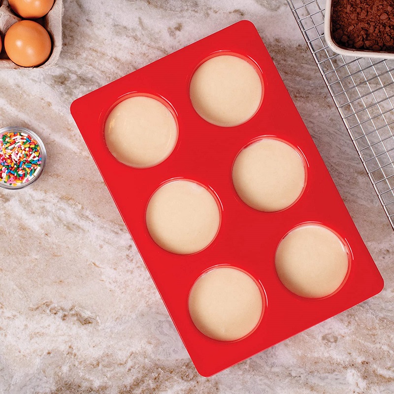 BPA Free Muffin Tin Tray 6 Cup Non-Stick Large Silicone Cupcake Baking Pan silicone 6 muffin tray