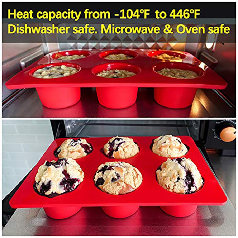 BPA Free Muffin Tin Tray 6 Cup Non-Stick Large Silicone Cupcake Baking Pan silicone 6 muffin tray