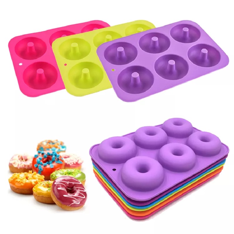 Colorful Pop 6 Cavities Funny Non Stick Pastry Chocolate Dessert Cake Mold Silicone Donut Baking Pan 6 silicone cake pan