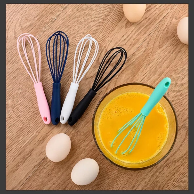 Egg Mixer Kitchen Silicone Manual Egg Whisk For Baking Eggbeater Cream Whisk Silicone Bold Wire Egg Whipper 6 Wire silicone Whisk 