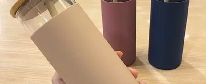 Glass Tumblers with Insulator Silicone Sleeve Glass tumbler with leakproof bamboo lid and bamboo straw 6 silicone sleeve