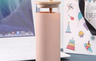 Glass Tumblers with Insulator Silicone Sleeve Glass tumbler with leakproof bamboo lid and bamboo straw 6 silicone sleeve