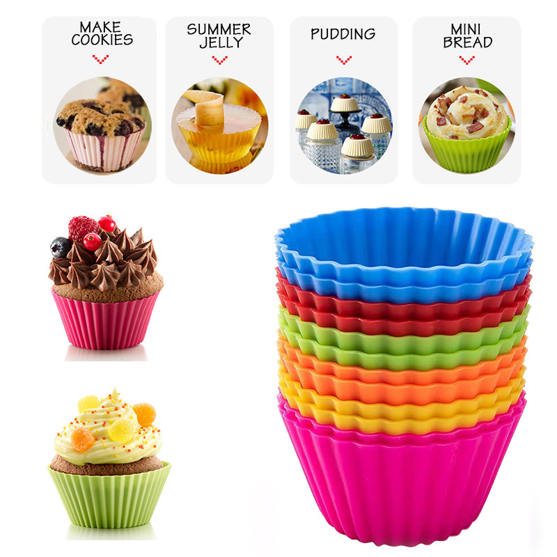 Hot sale silicone 6 Pack Food grade Muffin Cups Heat Resistant Reusable silicone baking cake molds