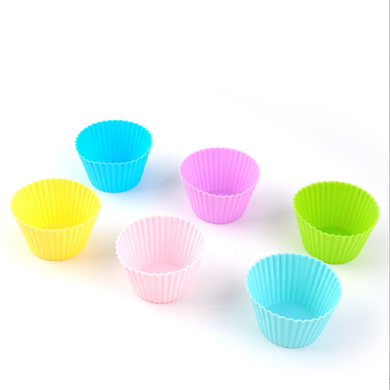 Hot sale silicone 6 Pack Food grade Muffin Cups Heat Resistant Reusable silicone baking cake molds