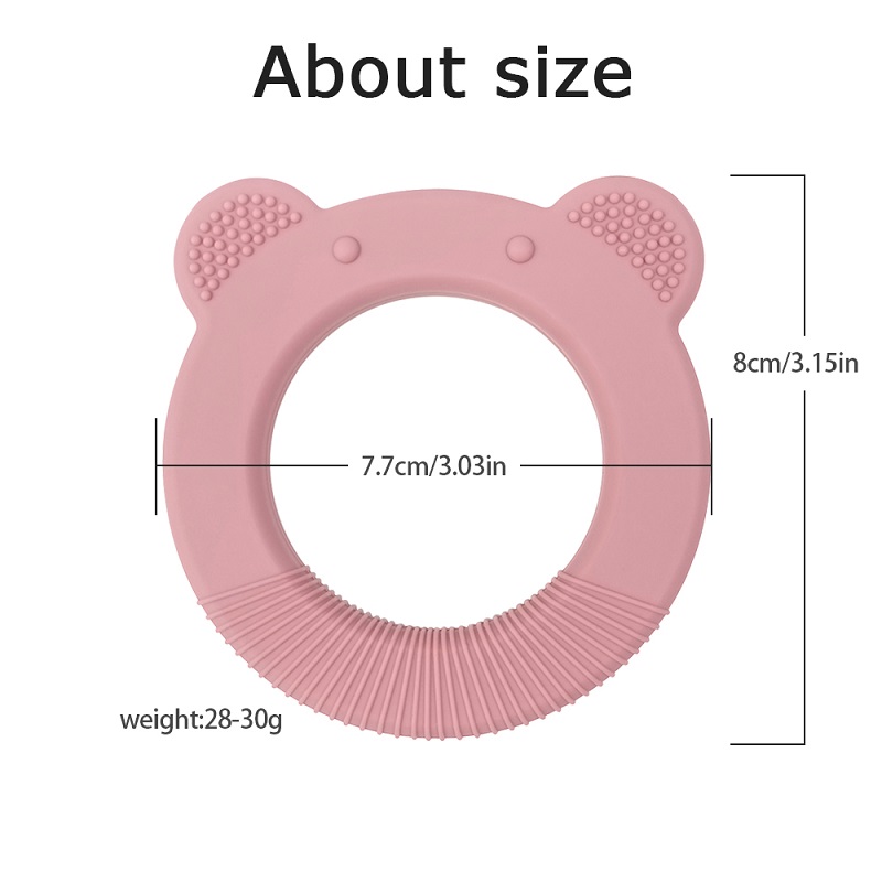 Bear Silicone Baby Teether Toys Food Grade Pacifier Organic Baby Teething Ring Soothe Babies Teething 7 silicone ring