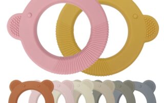 Bear Silicone Baby Teether Toys Food Grade Pacifier Organic Baby Teething Ring Soothe Babies Teething 7 silicone ring