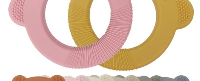 Bear Silicone Baby Teether Toys Food Grade Pacifier Organic Baby Teething Ring Soothe Babies Teething 7 silicone ring