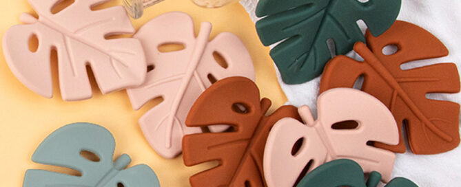 Bpa Free Carved Leaf Baby Teething Chew Toys New Food Grade Silicone Teethers