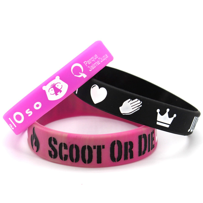 Customized Your Own Logo Personalized Printed Unique Silicone Rubber Bracelet Hand Band 9 silicone bracelets