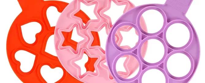Round Heart Shape Baking Mold Nonstick Egg Cook Ring Maker Reusable Silicone 6 egg ring tray