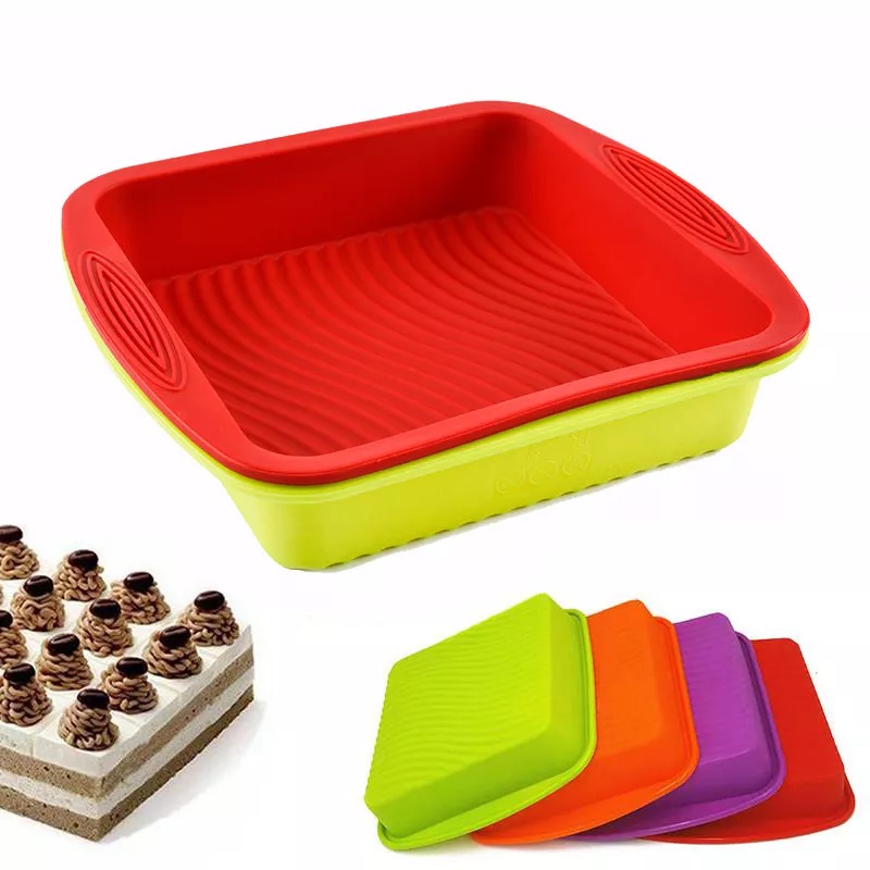 8x8 Large Silicone Mold Flexible Cake Pan Silicone Brownie Pan Easy Demoulding Silicone Square Cake Pan10