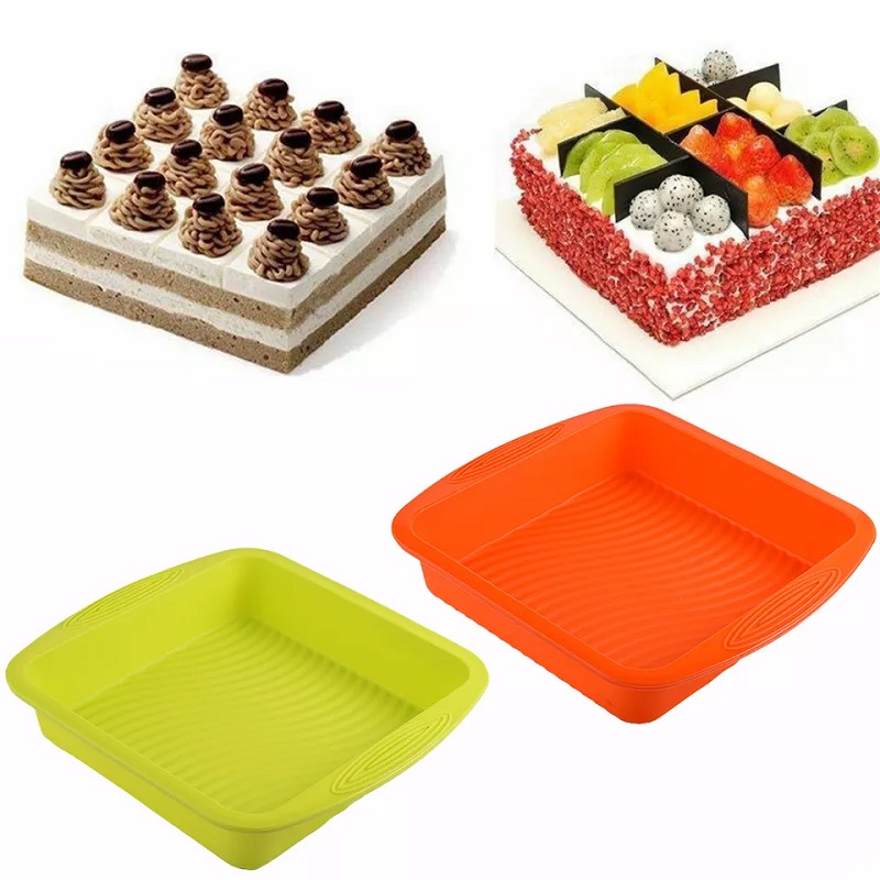 8x8 Large Silicone Mold Flexible Cake Pan Silicone Brownie Pan Easy Demoulding Silicone Square Cake Pan10