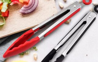 9" Silicone Stainless Steel Food Tong BBQ Grilling Tong Serving Tong Kitchen Barbecue Tool