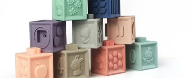 Food Grade Grasp Bricks Educational Toy Baby Rubber Soft Silicone Building Blocks Silicone Toy OEM