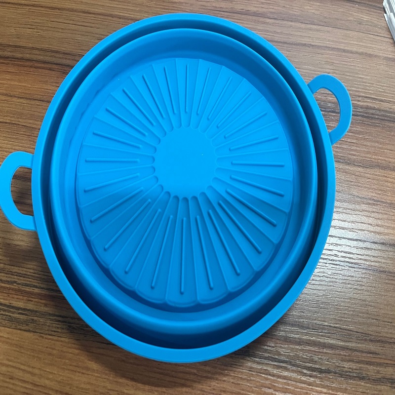 Round reusable air fryer food-safe air fryer silicone pot basket liner silicone baking pan for an air fryer with air circulation