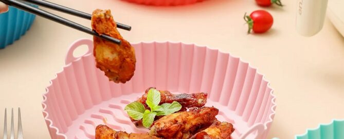 Round reusable air fryer food-safe air fryer silicone pot basket liner silicone baking pan for an air fryer with air circulation