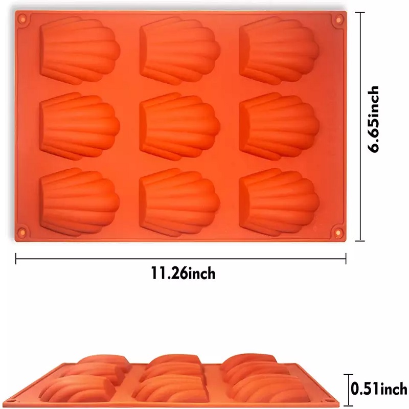 Silicone Madeleine Mold 9 Cavities Nonstick Baking Mold Handmade Soap Moulds Ice Cube Tray Making Cake Chocolate Candy Biscuit  



