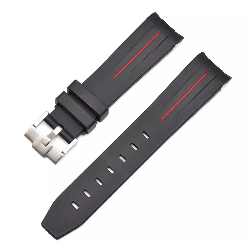 20mm 21mm 22mm Silicone Band Curved End Diving Watch Strap FKM Rubber Watch Strap for Rolex