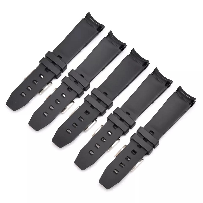 20mm 21mm 22mm Silicone Band Curved End Diving Watch Strap FKM Rubber Watch Strap for Rolex