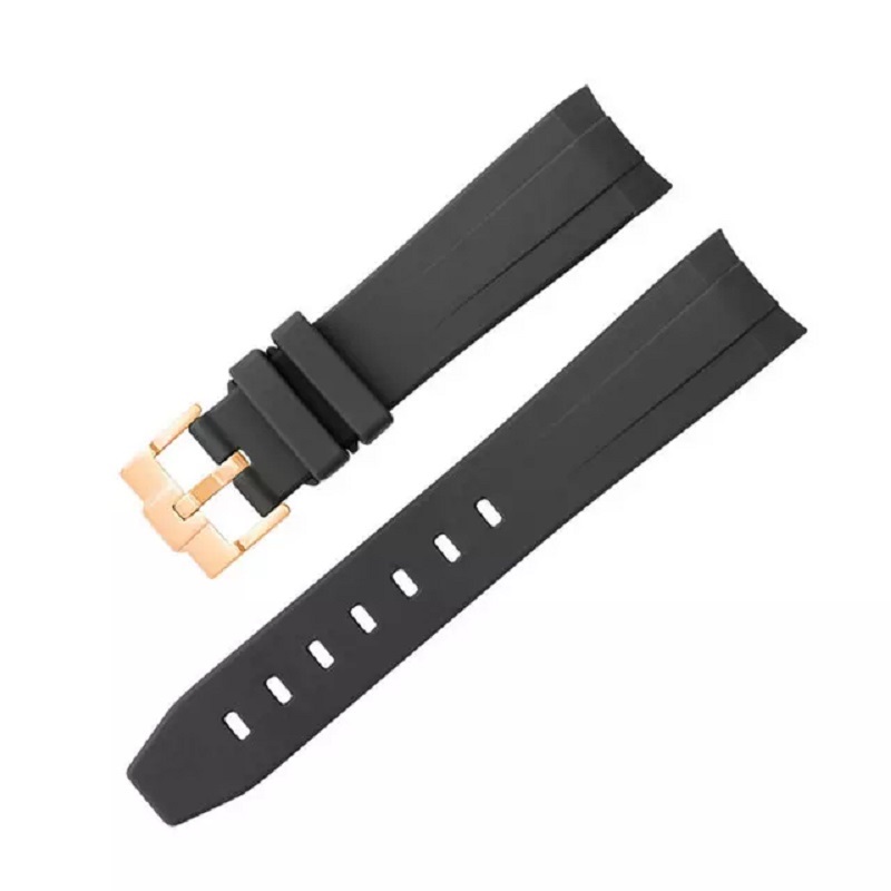 20mm 21mm 22mm Silicone Band Curved End Diving Watch Strap FKM Rubber Watch Strap for Rolex