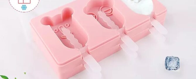 3 Cavity Ice Cream Bar Mold Non-stick Reusable Popsicle Mold Silicone with Lids Sticks for DIY Dessert Cakesicles Ice Lollies