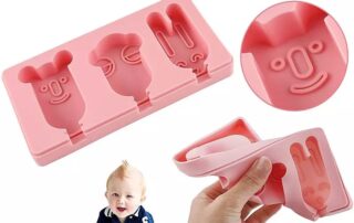 3 Cavity Ice Cream Bar Mold Non-stick Reusable Popsicle Mold Silicone with Lids Sticks for DIY Dessert Cakesicles Ice Lollies