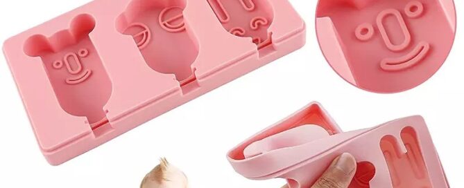 3 Cavity Ice Cream Bar Mold Non-stick Reusable Popsicle Mold Silicone with Lids Sticks for DIY Dessert Cakesicles Ice Lollies