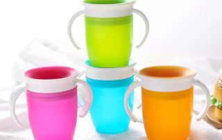 360 Baby Learning Drinking Silicone Cup with Double Handle Flip Degrees Leakproof Kids Water Feeding Bottle 