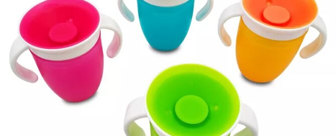 360 Baby Learning Drinking Silicone Cup with Double Handle Flip Degrees Leakproof Kids Water Feeding Bottle 
