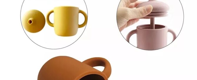BPA Free Safe Eco Friendly 360 Degrees No Spill Toddler Trainer Learner Cup Silicone Baby Cups with Straw