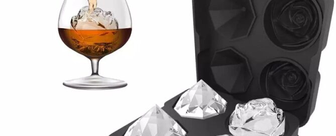 Factory Selling BPA Free 2 Ice Rose 2 Diamond Silicone Ice Cube Tray 3D Silicone Rose Shape Ice Cube Mold