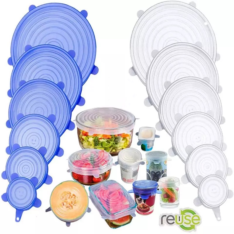 Silicon covers Stretch Lids Reusable Airtight Food Wrap Covers Keeping Fresh Seal Kitchen Cookware lids bottle caps closures