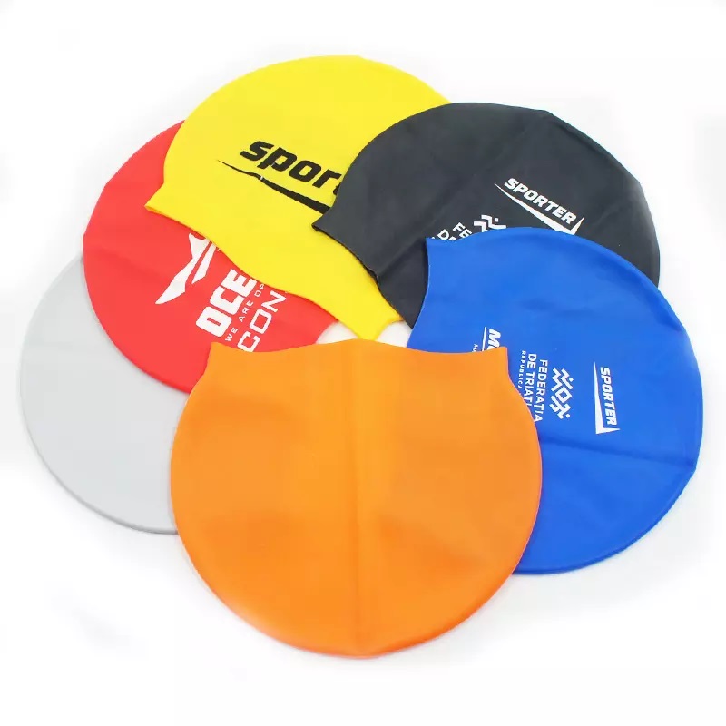 Silicone Non-slip Swim Cap Waterproof Elastic Bathing Cap Printing Logo Adult Swimming Hat for long Hair