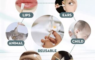 Custom Secure Reusable Silicone Cotton Swab with Non-removable Ends for Ear Cleaning Makeup bamboo q tip