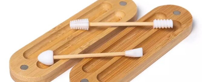 Custom Secure Reusable Silicone Cotton Swab with Non-removable Ends for Ear Cleaning Makeup bamboo q tip