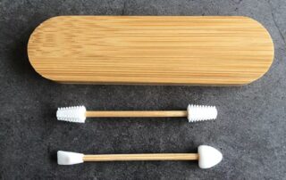 Custom Secure Reusable Silicone Cotton Swab with Non-removable Ends for Ear Cleaning Makeup bamboo q tip