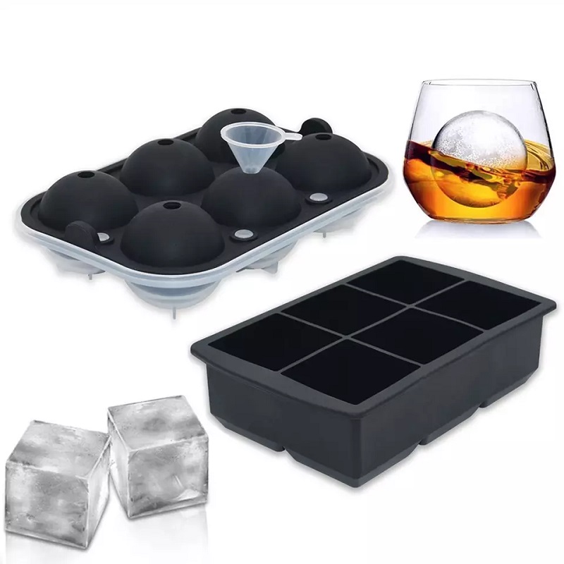 Square Ice Cube Maker Mold Trays Custom Round Ice Cream Mould Silicone Ice Cube Tray With Lid